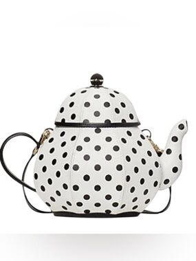 Kate Spade Alice in Wonderland Tea Pot Party Teapot Polka Dot Crossbody Bag NWOT